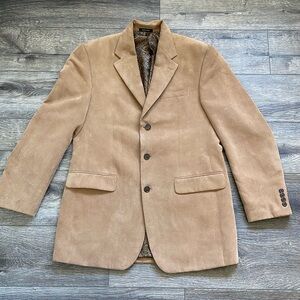 Ralph Lauren Tan Camel Corduroy Paisley Single Breasted Academia Blazer 40L